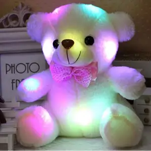 Toptan promosyon düşük fiyat peluş led kızdırma ayıcık/doldurulmuş 6 renkler ücretsiz örnek peluş parlayan aydınlık ayı bebek oyuncak