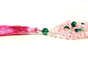 สร้อยคอ108ชาวพุทธมาลาลูกปัดหินอัญมณีธรรมชาติสีโรสควอตซ์และไม้นิลสีเขียวไข่มุกสำหรับเป็นของขวัญในงานปาร์ตี้ลูกปัดสวดมนต์ที่สง่างาม - Product Image 4