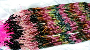 Cuentas redondas lisas naturales Multi turmalina - Product Image 2