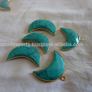Turquoise <b>Moon</b> Shape Pendants Custom Gold & Rhodium Plated Simple Design Women's & Men's Party Jewelry Wholesale Supply - Product Image 1