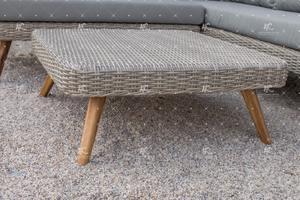 Juego de sofá Seccional de ratán polivinílico de diseño moderno con patas de madera de acacia/teca para el hogar, sala de estar y muebles de jardín al aire libre - Product Image 4