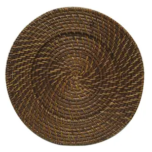 Honey brown rattan charger plates round placemat handicraft Vietnam 2019 high quantity