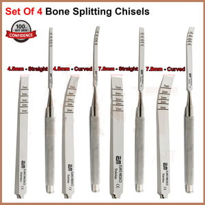 4 Uds. De cinceles dentales para dividir huesos de acero inoxidable, instrumentos quirúrgicos rectos y curvos para limpiar y rellenar dientes - Product Image 2
