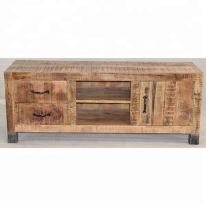 Soporte de TV de madera de mango macizo de estilo industrial rústico moderno, cajones de almacenamiento de entretenimiento convertibles para sala de estar, hogar y oficina - Product Image 2