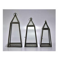 Lanterne à bougie en métal zinc antique de petite taille, faite à la main, de haute qualité, avec verre transparent, décoration d'intérieur pour les occasions de Pâques IHA MFG