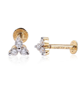 14K Yellow Gold Real Diamond <b>Stud</b> <b>Earrings</b> | Natural Diamond Floral Cluster <b>Earrings</b> for Women | Elegant <b>Fine</b> Jewelry Gift - Product Image 1