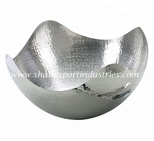 <b>Silver</b> Metallic Aluminium Fruit Serving <b>Bowl</b> Perfect for Serving Food & Fruit Dining Table Decorative Serving <b>Bowls</b> - Product Image 2