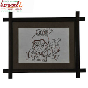 Arte de alambre de Ganesh con pintura de Madhubani, pintura de pueblo indio con colores naturales - Product Image 4