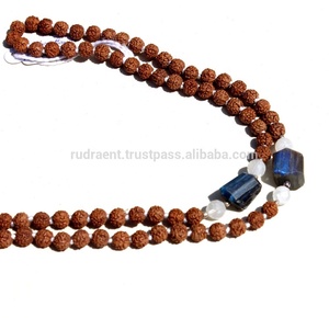 Collier Mala en perles de prière de haute qualité en soie à franges, 108 perles nouées à la main, pierre de lune arc-en-ciel, cristal de guérison bouddhiste, unisexe - Product Image 2