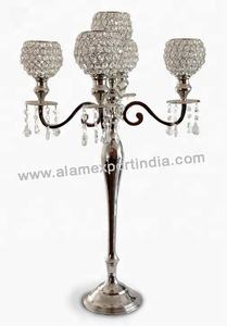 New latest Wholesale Handmade 5-Arm Wedding Crystal Clear Ins Style <b>Candelabra</b> Beautiful Aluminium Metal on Sale - Product Image 5