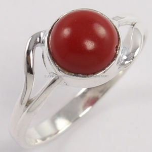 Anillo de Plata de Ley 925 con Gema de Coral Rojo de Moda, Estilo Religioso, Regalo de Boda para Mujer - Product Image 1