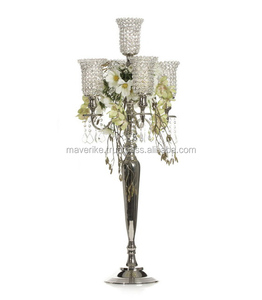 Handmade <b>Gold</b> Metal Floor Bling Hanging Crystal Drops <b>Candelabra</b> Decorated for Home Event Party Wedding Centerpieces - Product Image 3