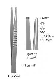 Treves Dressing and tissue Forceps 12.5ซม. 15ซม. 18ซม. เหล็กกล้าไร้สนิมเยอรมัน - Product Image 5