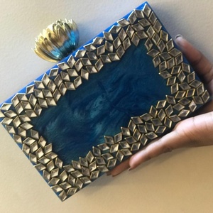 Sac à main en résine noire fait à la main pour femmes, pochette indienne tendance pour mariage et fête aux États-Unis et au Royaume-Uni, sacs de soirée en bois - Product Image 2