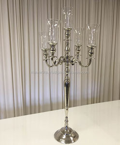Candelabro de Metal de estilo Vintage con copa de cristal, decoración plateada para el hogar y la boda, candelabro de suelo hecho a mano - Product Image 3