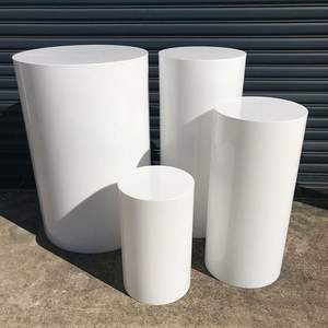 <b>White</b> <b>Acrylic</b> Round Cylinder Display Pedestal Perspex Plinth for Wedding Party Events - Product Image 2