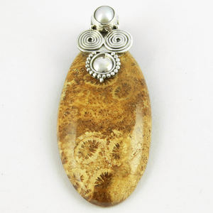 Colgante de plata de ley 925 con imagen de jaspe, joyería de plata fina - Product Image 3