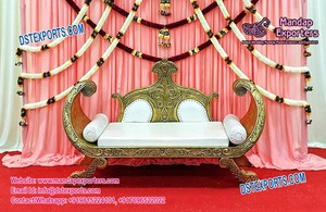 Conjunto de sofá tallado en oro para boda asiática, mueble tallado en oro para boda, moderno, indio - Product Image 6