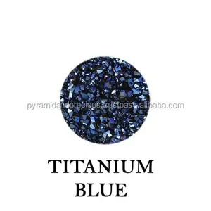 Round Shape Titanium Blue Druzy - Loos Druzy Stone