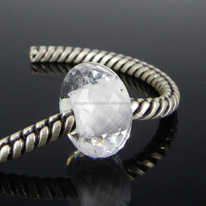 16x10mm x 5,5 Cuentas de cuarzo de cristal facetado 18cts Roundel Piedra preciosa suelta con gran agujero IG5405 Producto natural - Product Image 2