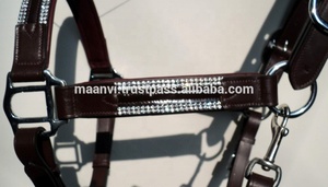 Halter clásico cuero hater cómodo cuero genuino acolchado caballo Halter cabeza y cuello de cuero ajustable Halter - Product Image 4