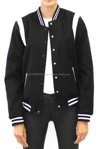 เสื้อแจ็กเก็ตเบสบอลสไตล์วิทยาลัย,เสื้อคลุมทำจากผ้าวูลมีแขนทำจากหนังสัตว์ - Product Image 4