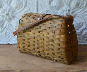 Sac à main panier en rotin et cuir marron Homely - Product Image 5