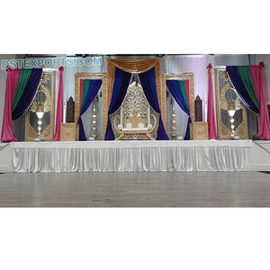 Elegantes marcos de fotos de escenario Mehandi, escenario musulmán Sangeet con panel de joyería, decoración de escenario Sangeet con marcos - Product Image 1