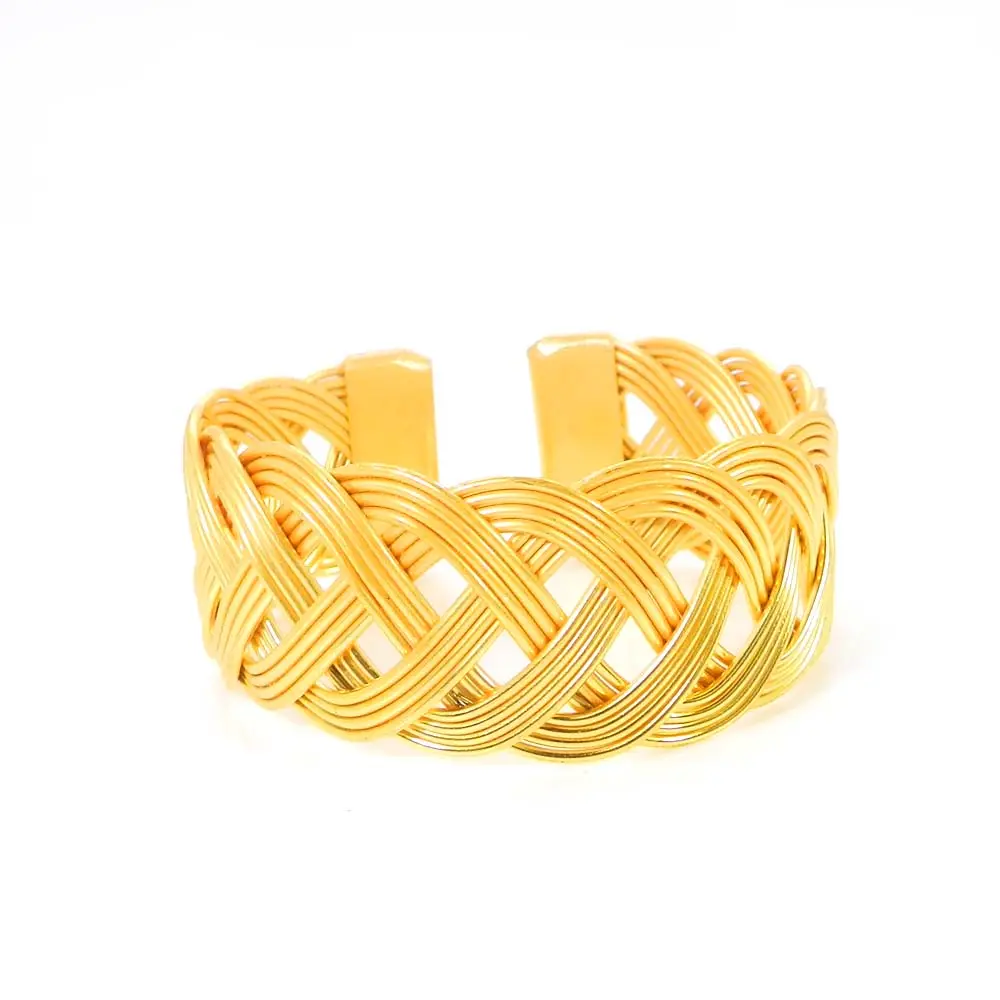 Handcrafted designer wide cuff 18k gold plated manufacturer supplier handmade hand forged cuff adjustable bracelet
