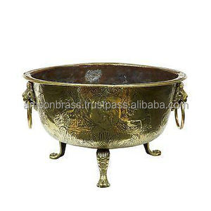 Accessoires uniques de cheminée de seau de charbon de style moderne de finition antique en laiton de fer en métal - Product Image 2