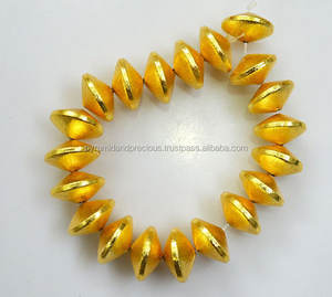 Cuentas japonesas de tamaño 10mm chapado en oro cepillado para la fabricación de joyas - Product Image 4