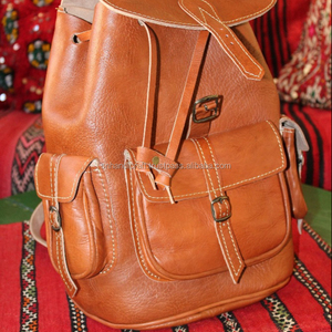 Trendy Tan Leather <b>Backpack</b>, Moroccan Leather <b>Backpack</b>, Leather Book Bag, <b>Brown</b> Leather Bag - Product Image 1