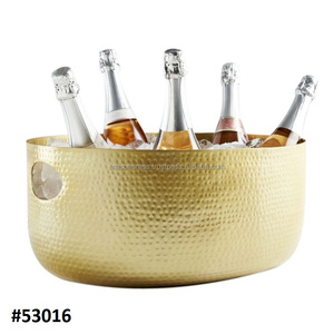 Seau à glace en laiton martelé, bouteille d'eau pure, disponible avec emballage haut de gamme, refroidisseur à vin, forme ovale - Product Image 3