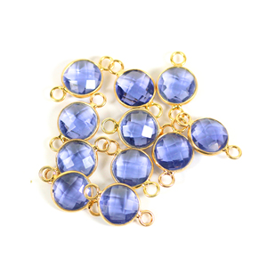 Pendentifs et Breloques Fins en Tanzanite et Quartz Hydro, Plaqué Platine Argent 925, Connecteur à Sertir 10 MM, Double Bélière, Personnalisables - Product Image 3