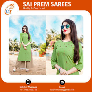 Kurtis ชุดเสื้อกางเกงผ้าฝ้ายพร้อมพลาซโซสีแบบกำหนดเอง - Product Image 4