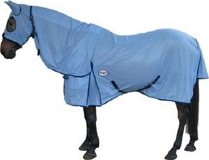 Couverture de cheval d'été de haute qualité en maille respirante avec capuche intégrée, doublure en nylon et sans rembourrage - Product Image 2