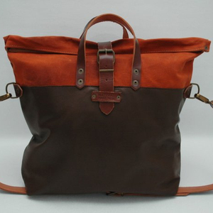 Weekend <b>Bag</b>, Waxed Canvas With Leather Handles and Closures,russet Color LHB 0071 - Product Image 1