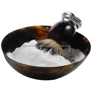 Tazón de Jabón para Afeitar de Cuerno de Búfalo Natural Hecho a Mano por Artesanos Reales, para Depilación con Brochas - Product Image 1