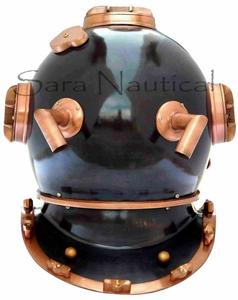 หมวกกันน็อคทองเหลืองโบราณ18 "ทะเลลึกสีกรมท่า V ดำน้ำลึกหมวกดำน้ำฮาโลวีน - Product Image 5