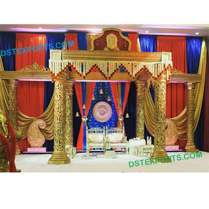 Impressive Wedding Golden Mandap <b>Set</b> Indian Wedding Mandap Setup Manufacturer New Design Best Wedding Mandap Sale Australia - Product Image 1