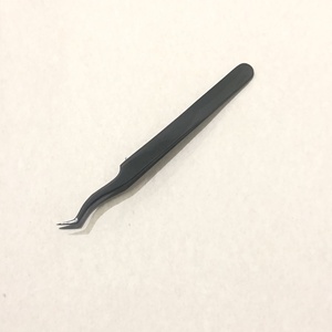 Vente chaude Professionnel J-Type Titane Noir Extension De Cils Pince À Épiler Haute-Privée Testé À La Main En Acier Inoxydable Fibre Pointue - Product Image 4