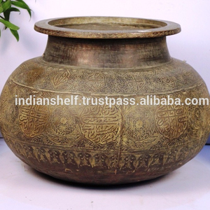 Jardinière en cuivre indien multicolore faite à la main, Pots de jardinière en laiton Antique, décoration de la maison - Product Image 1