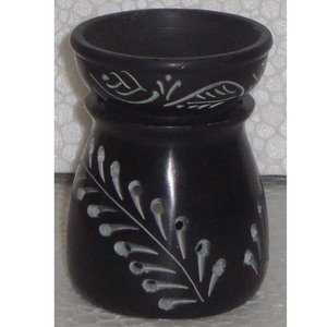 Brûleur d'huile aromatique en pierre ollaire polie à la main de couleur noire, utilisé pour la décoration de la maison et autres utilisations - Product Image 5