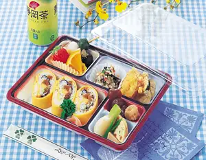 Hộp Cơm Trưa Nhật Bản Hộp Bento Dùng Một Lần 5 Ngăn Nhựa Đựng Thực Phẩm Màu Microwavable Trong Suốt Chống Sương Mù Nắp