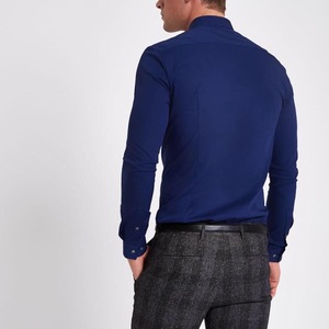 เสื้อเชิ้ตสำหรับผู้ชายสีขาวเนื้อผ้าทอลายทแยงผ้าฝ้าย100% ระบายอากาศได้ดีย้อมสีแบบใหม่ - Product Image 5