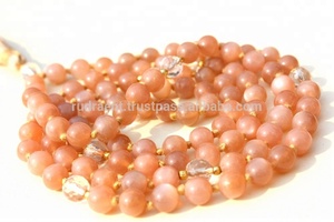 พีชมูนสโตน 108 Mala ลูกปัด 6 มม.ผูกปมสร้อยคอพลังงานผู้หญิงธรรมชาติโบฮีเมียแฟชั่นเครื่องประดับขัด Rudra อัญมณี - Product Image 6