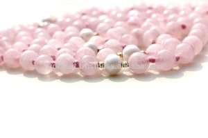 Collier à pompons en alliage avec perles d'eau douce Perles de mala Style bohème Quartz rose noué pour fête ou cadeau - Product Image 2