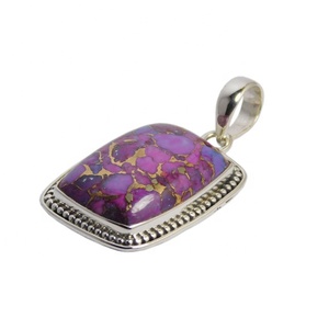 ขายดีจี้พลอยเทอร์ควอยส์สีม่วง925ทึบเครื่องประดับเงินสเตอร์ลิงจี้เครื่องประดับชั้นดีและสเน่ห์ - Product Image 1