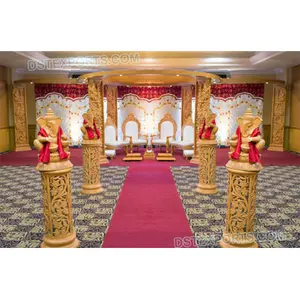 Mandapam Kayu Ganesha Pernikahan Hindu, Mandapam Kayu Ganesha untuk Pernikahan Disney, Pernikahan Royal, Mandap Kayu Bulat