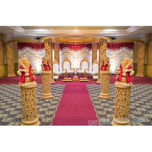 Boda hindú Ganesha de madera Mandap Ganesha madera Mandapam para boda Tamil boda real redondo de madera Mandap Reino Unido - Product Image 1